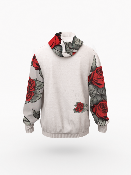 Rose print Men's Raglan Pullover Hoodie