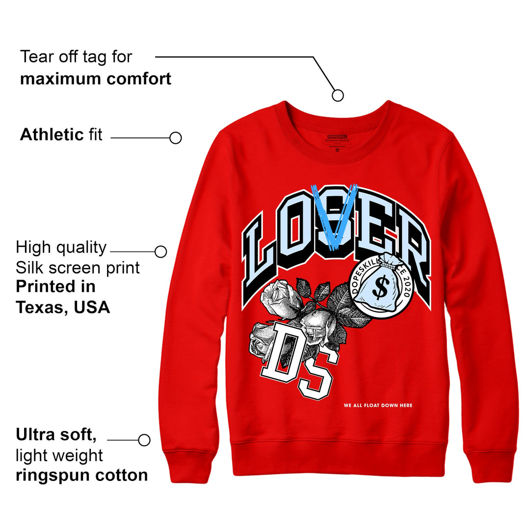 Cherry 11s DopeSkill Varsity Red Sweatshirt Loser Lover Graphic