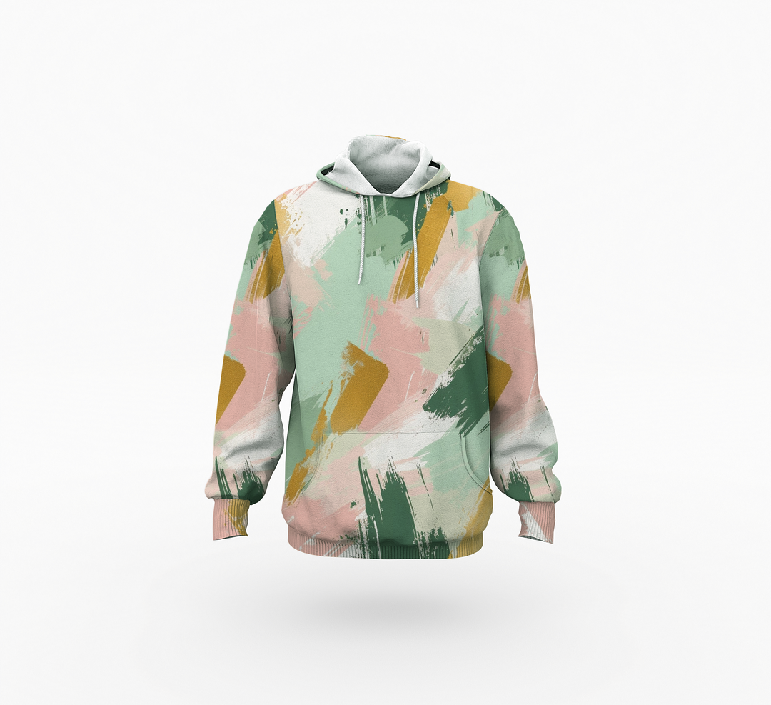 Eco-friendly Brushstroke Print Unisex Pullover Hoodie