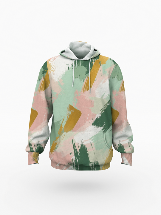 Eco-friendly Brushstroke Print Unisex Pullover Hoodie