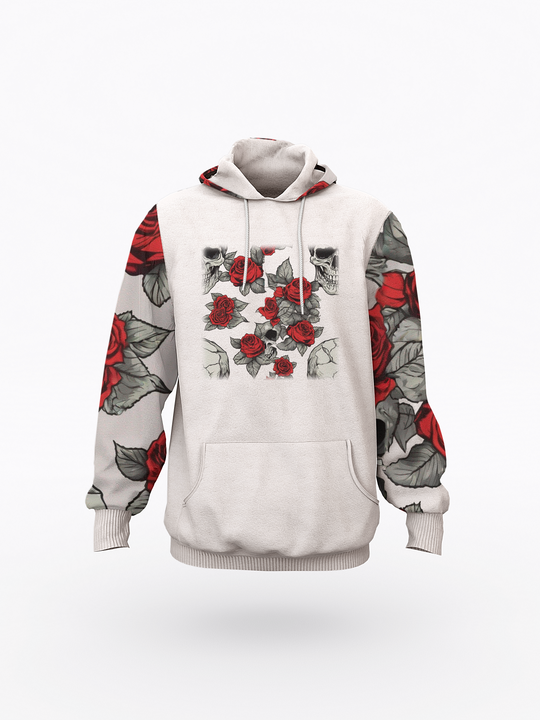 Rose print Men's Raglan Pullover Hoodie