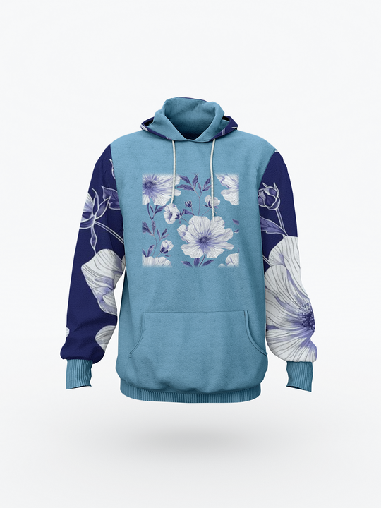 Blue Print Men's Raglan Pullover Hoodie