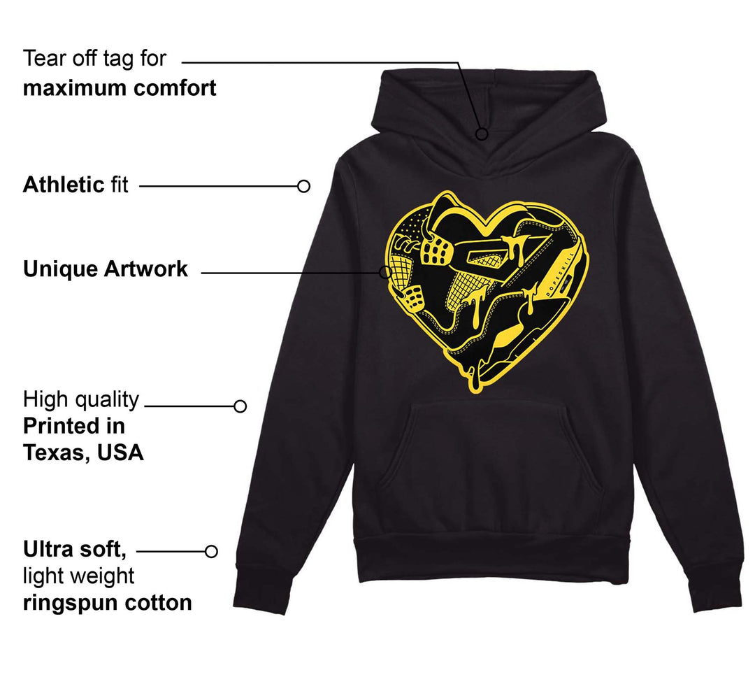 Black Tour Yellow AJ 4 Thunder DopeSkill Hoodie Sweatshirt Heart AJ 4 Graphic