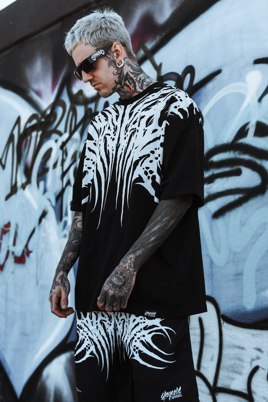 Necroblade (white) - Heavy Oversized T-Shirt black 250GSM