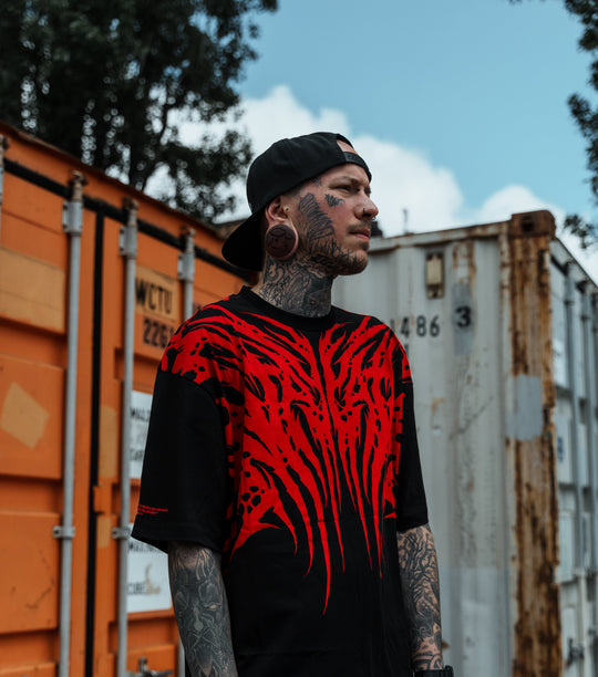 Necroblade (red) - Heavy Oversized T-Shirt black 250GSM