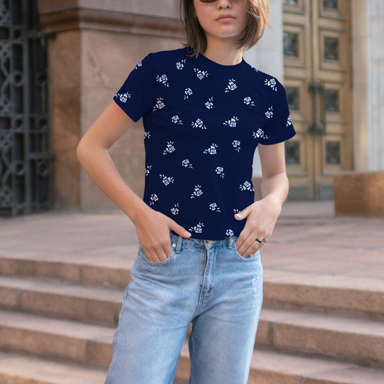 All-Over Print Women's Round Neck T-Shirt | 190GSM Cotton