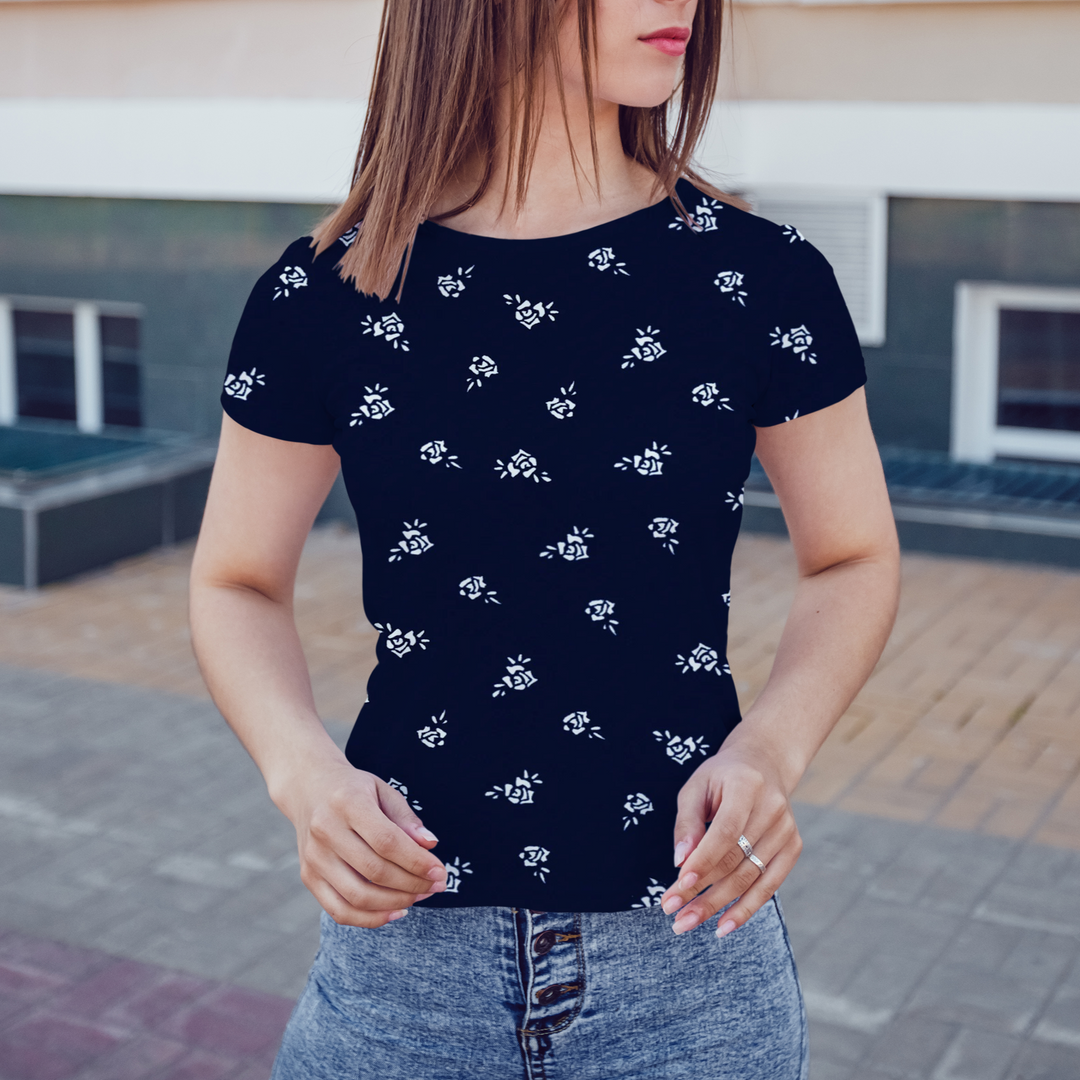 All-Over Print Women's Round Neck T-Shirt | 190GSM Cotton