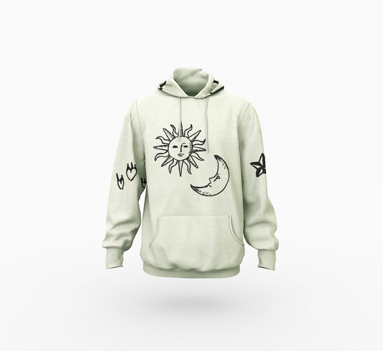 Sun Moon Stars Print Hoodie