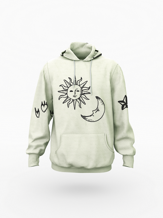 Sun Moon Stars Print Hoodie