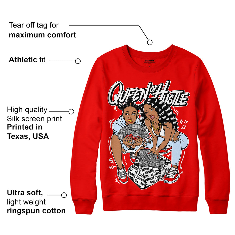 Cherry 11s DopeSkill Varsity Red Sweatshirt Queen Of Hustle Graphic