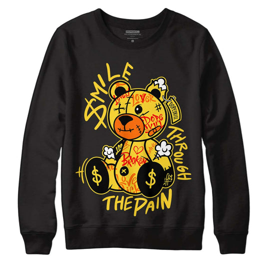 Black Tour Yellow AJ 4 Thunder DopeSkill Sweatshirt Smile Through The Pain Graphic