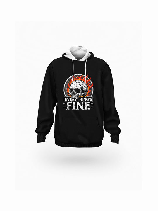 Flameskull Ⅰ Black Eco-friendly All-Over Print Unisex Pullover Hoodie