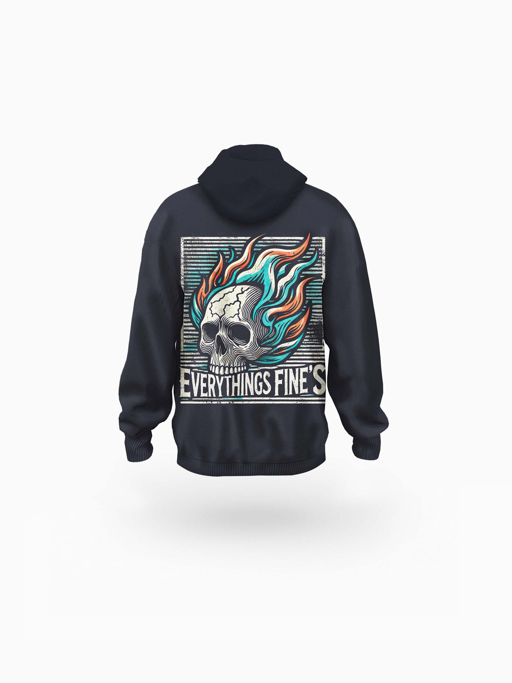 Flameskull Ⅲ Blue Eco-friendly All-Over Print Unisex Pullover Hoodie