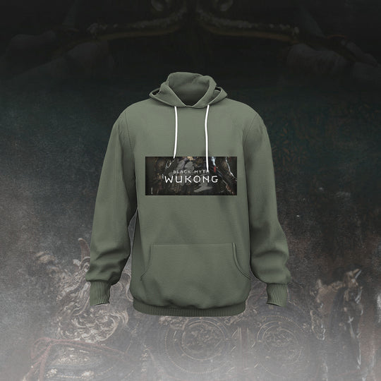 WuKong XIII Army Green All-Over Print Men's Pullover Hoodie