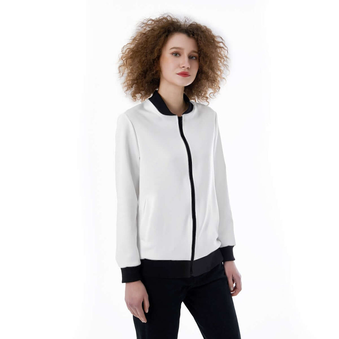 Women's Ribbed Stand Collar Street Style Jacket - Archiify
