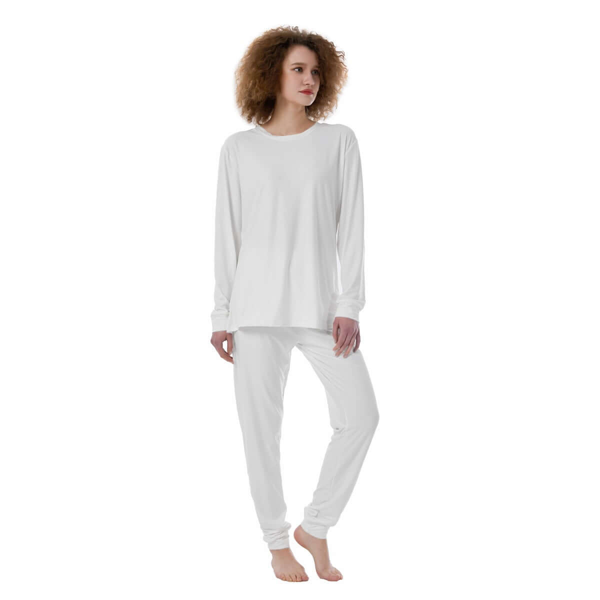 Ladies round neck long sleeve pajama set - Archiify